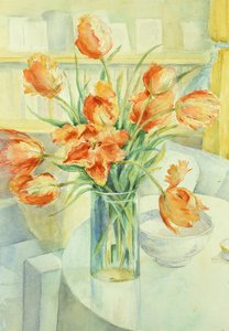 Tulipanes del artista en la sala de dibujo
