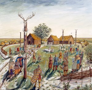 Fuerte de la colina Danebury, siglo II a.C., c. 1990-2010 de Karen Guffogg