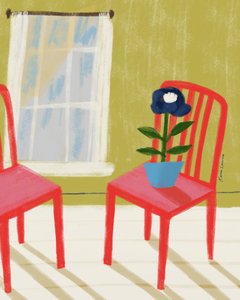 Sillas rojas, habitación soleada de Karin Lauria