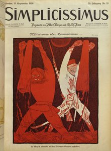 Militarismo o comunismo, ilustración de portada de "Simplicissimus de Karl Arnold