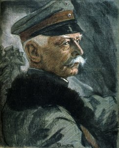 Primera Guerra Mundial: Retrato del soldado alemán Erich von Falkenhayn (1861-1922). Ilustración de Karl Bauer (1868-1942) de Karl Bauer