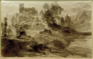 Paisaje con castillo (o iglesia) de Carl Blechen