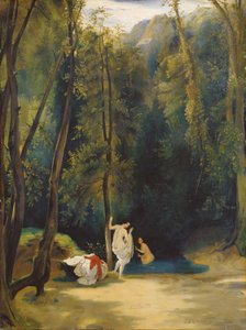 Mujeres bañándose en el parque de Terni, c.1828-29 (óleo sobre lienzo)