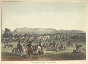Campamento de los Indios Piekann, pub. 1842 de Karl Bodmer