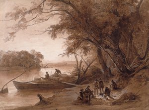 Campamento de las viajeros en el Missouri de Karl Bodmer
