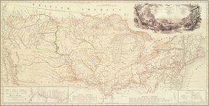 Mapa para ilustrar la ruta del príncipe Maximiliano de Wied en el interior de América del Norte desde Boston hasta el Alto Misuri de Karl Bodmer