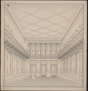 Berlín. Schauspielhaus en Gendarmenmarkt, sala de conciertos. Vista de Karl Friedrich Schinkel