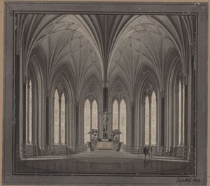 Berlín, Spittelmarkt. Proyecto para la iglesia de Santa Gertrudis. Vista interior del coro de Karl Friedrich Schinkel