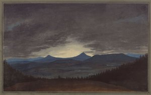 Cadena montañosa de Bohemia al anochecer de Karl Friedrich Schinkel