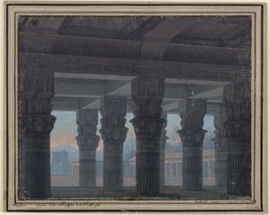 La flauta mágica. Ópera de Wolfgang Amadeus Mozart. Proyecto para la 8.ª decoración. Vestíbulo del laberinto de Karl Friedrich Schinkel