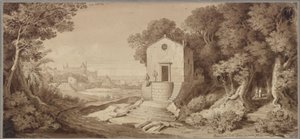 Una pequeña capilla construida de lava cerca de Giarre, en el Etna de Karl Friedrich Schinkel