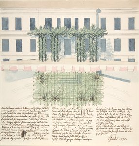 Elevación y plano de la fachada de un edificio, 1840 de Karl Friedrich Schinkel