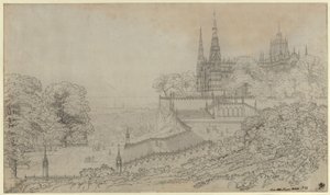 «Proyecto para una decoración teatral, una catedral en la altura sobre una gran ciudad situada junto al mar» / Gran composición como debería estar dispuesto el Duomo de Milán de Karl Friedrich Schinkel