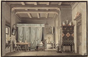 Fausto. Drama de Johann Wolfgang von Goethe. Proyecto para una decoración. La habitación de Gretchen de Karl Friedrich Schinkel