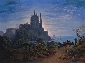 Iglesia gótica en una roca junto al mar, 1815 de Karl Friedrich Schinkel