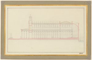 Sección longitudinal de una catedral para Berlín de Karl Friedrich Schinkel
