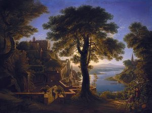 Castillo junto al río de Karl Friedrich Schinkel