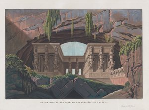 Diseño de escenario para la ópera Die Zauberflöte de Wolfgang Amadeus Mozart, 1847-1849