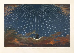 Diseño escénico para la ópera La flauta mágica de Wolfgang Amadeus Mozart, 1847-1849