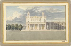 La fachada y alrededores de una catedral para Berlín de Karl Friedrich Schinkel