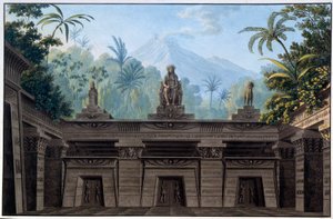 Decorado teatral: Decorado para la ópera “La flauta mágica (Die Zauberflöte)” de Wolfgang Amadeus Mozart, sobre un libreto de Emanuel Schikaneder. Dibujo de Karl Schinkel (1781 - 1841) de Karl Friedrich Schinkel