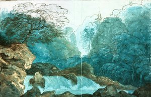 Cascada en un bosque, diseño de escenario para una producción de Undine