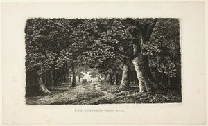 Camino forestal con un carruaje de Karl Friedrich Schinkel