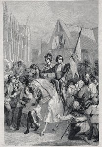 Entrada de Juana de Arco y Carlos VII a Reims - Composición y dibujo de Karl Girardet. Grabado siglo XIX. de Karl Girardet