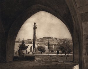 Jerusalén, vista del Monte de los Olivos desde el lugar del Templo (foto en blanco y negro)