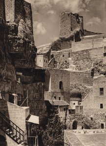 Mar Saba, Torre de Eudoxia y Monasterio (foto b/n)