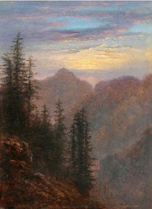 ""Paisaje de montaña al crepúsculo"" Pintura de Carl Gustav Carus (1789-1869) siglo XIX