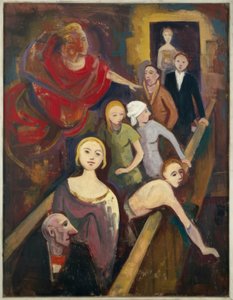 En la escalera con el ángel de Karl Hofer