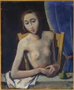 Niña delante de una cortina de Karl Hofer