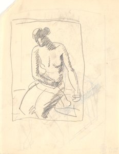 Modelo femenina desnuda sentada