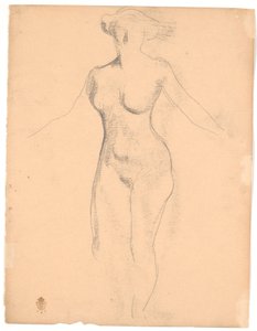 Modelo femenina desnuda de pie vista desde arriba