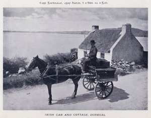Coche y Cabaña Irlandesa, Donegal (foto en blanco y negro) de Karl Karlovich Piratsky