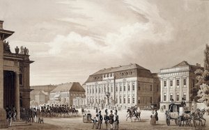 Unter Den Linden, Berlín, c.1840 (acuarela) de Karl Loeillot de Mars