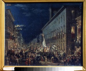 Manifestation politique a Rome (Italie) (Manifestación política en Roma) - Pintura de Karl Pavlovich Briullov (Brioullov) (1799-1852) - Óleo sobre lienzo, 37 x 46 cm de Karl Pavlovich Bryullov