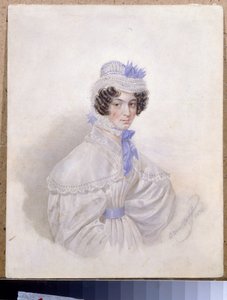 Retrato de Anna Borisovna Bakunina (1802-1835). Oeuvre de Karl Pavlovich Briullov (Brioullov) (1799-1852), aquarelle sur papier de Karl Pavlovich Bryullov