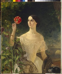 Retrato de la condesa Sofía Bobrinskaya, de nombre Samoylova (1797-1866). Pintura de Karl Pavlovich Briullov (1799-1866), óleo sobre lienzo de Karl Pavlovich Bryullov