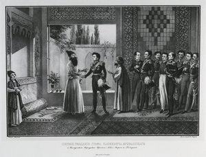 Primer encuentro del Conde Iván Paskevich con Abbas Mirza, 1828 de Karl Petrovich Beggrov