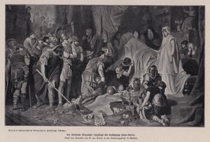 El moribundo Alejandro Magno recibiendo el homenaje de su ejército, Babilonia, 323 a.C. de Karl Theodor von Piloty