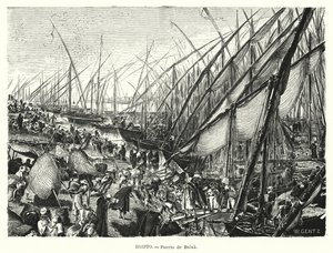 Muelles en el río Nilo en Bulaq, El Cairo, Egipto de Karl Wilhelm Gentz