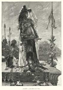 Sacrificio de una virgen al río Nilo en el antiguo Egipto