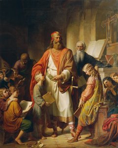 Carlomagno regaña a los malos estudiantes de Karl von Blaas