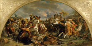 La victoria del ejército austríaco sobre los suecos en Nördlingen en 1634 de Karl von Blaas