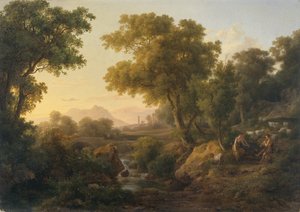 Paisaje clásico italiano (óleo sobre lienzo) de Karoly I Marko