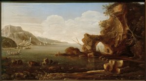 Escena costera mediterránea de Kaspar van Eyck