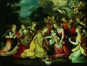 El matrimonio místico de Santa Catalina de Kasper or Gaspar van den (attr. to) Hoecke