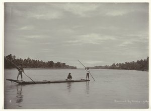 Cruzando un río con un bote de troncos largos Cruce de ferry en Kreteg (...) (título sobre objeto) de Kassian Cephas